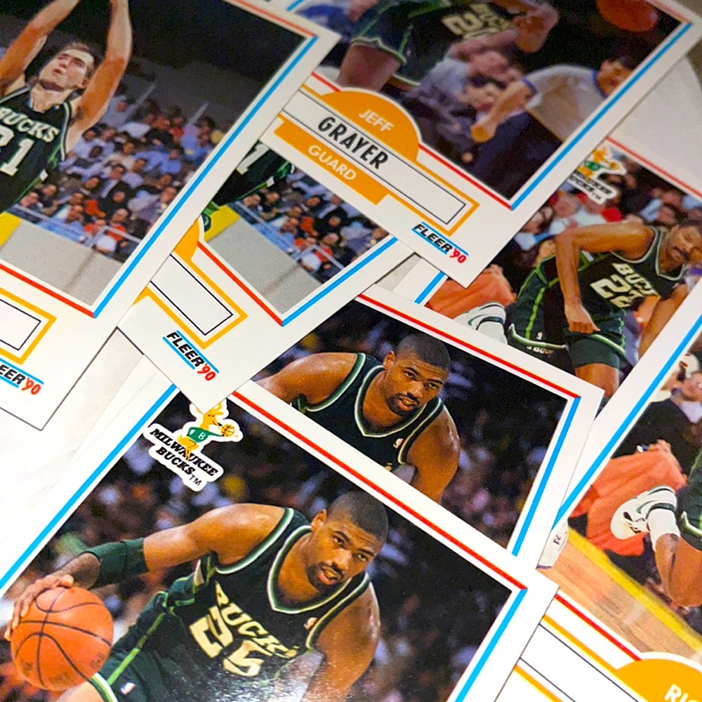 NBA 1990 Vintage Fleer Milwaukee Bucks basketball sports cards mystery pack